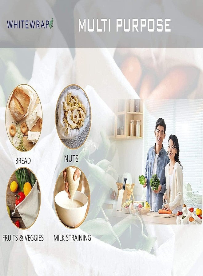 SONU COMMERCIAL أكياس خضراوات قطنية تجارية من سونو، أكياس تخزين للثلاجة، أكياس فواكه، أكياس منتجات للثلاجة، قماش موسلين قابل لإعادة الاستخدام والغسل، مزودة برباط (10 × 12 بوصة)، عبوة من 6 قطع - Image 3